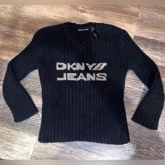 DKNY Black V-Neck Women's Sweater - Picture 1 of 6
